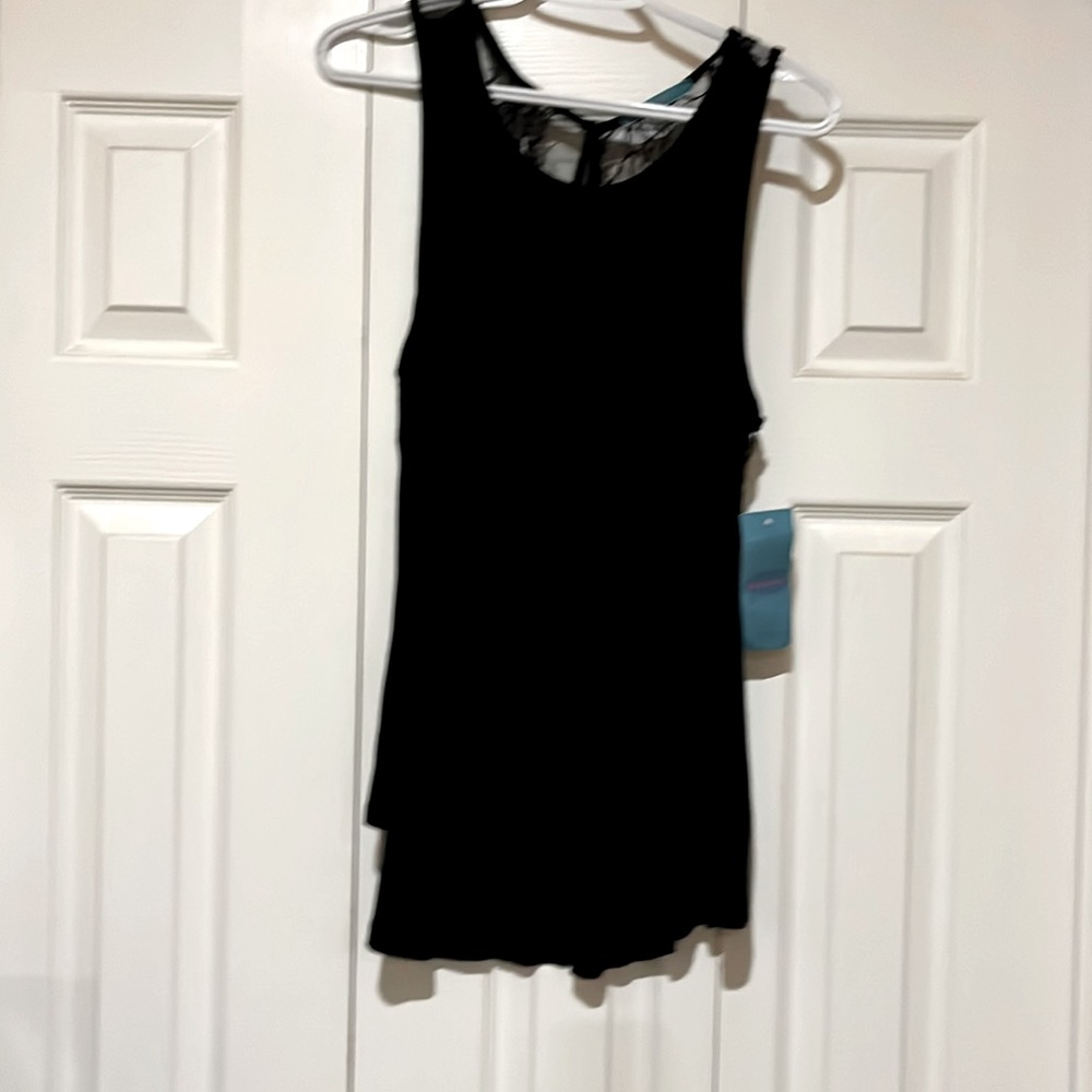Black lace top with 3 gold buttons